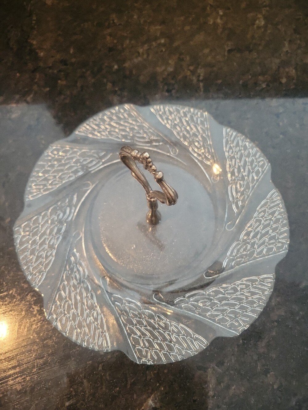 Vintage Fairfield Collectors Crystal Silverplated Handle Tidbit Tray Dessert...